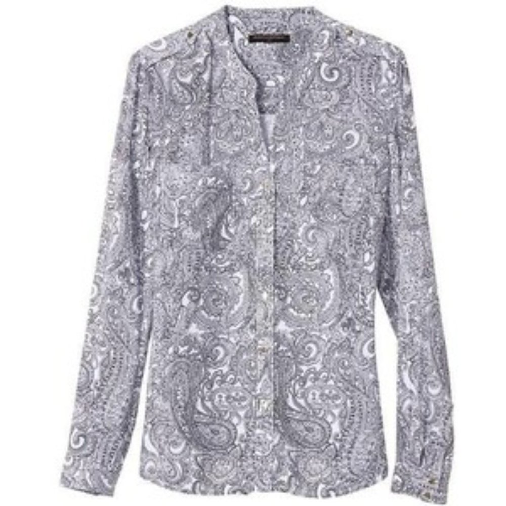 BANANA REPUBLIC :: Collarless Epaulet Blouse Sz M